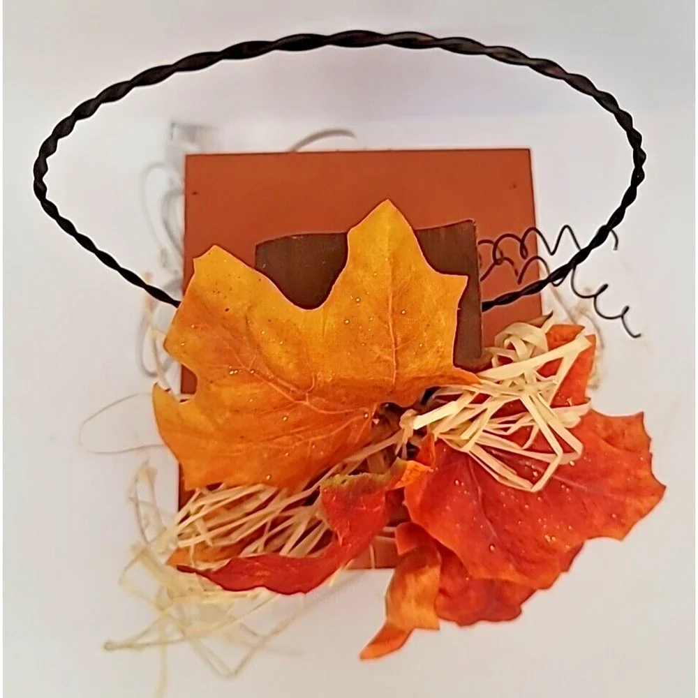 Halloween/Fall Wood Square Jack-O-Lantern Light Up w/ Cord Hang‎ or Table Top